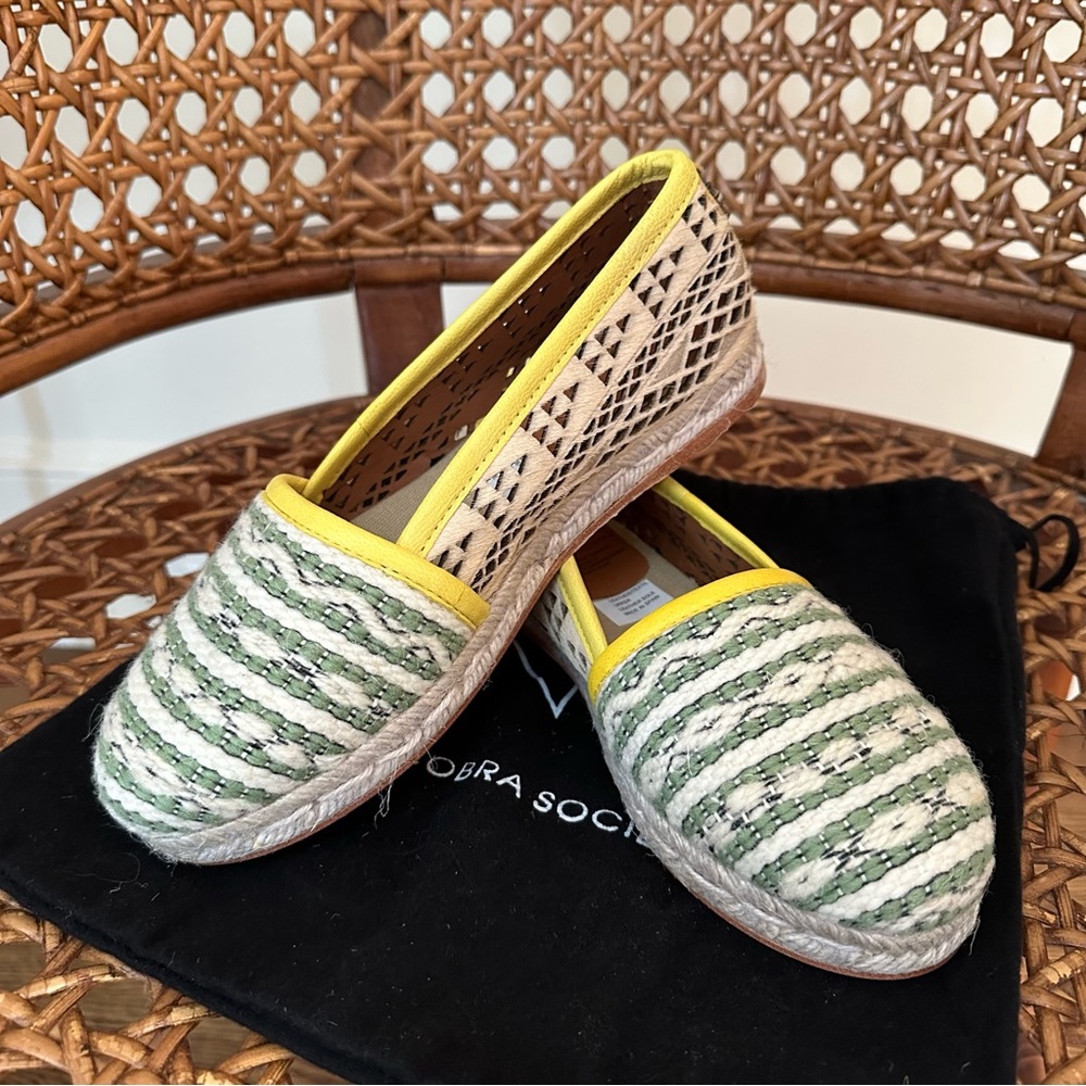 NWT $450 Cobra Society Handwoven Wool & Leather Espadrilles – Size 37